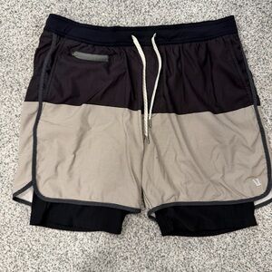 Vuori Men's Stockton Black White and Grey Athletic Shorts